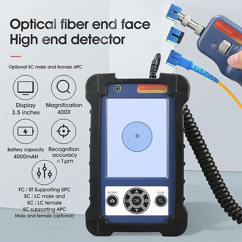 COMAAM Fiber Optic Inspection Kit, Fiber Optic Inspection Microscope, Fiber Optic Inspector Probe, Fiber Microscope 400X Magnification with 3.5 Inch Display Monitor in Kuwait