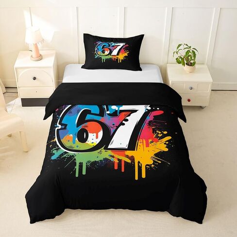 jejeloiu 6 7 Duvet Cover Toddler Size Six Seven 6 7 Bedding Set for Boys Girls Colorful Comforter Cover Six Seven Bedroom Decor 2Pcs Abstract Graffiti in Kuwait