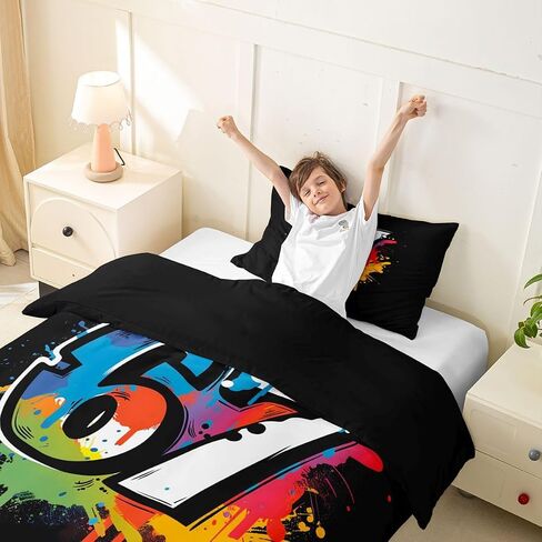 jejeloiu 6 7 Duvet Cover Toddler Size Six Seven 6 7 Bedding Set for Boys Girls Colorful Comforter Cover Six Seven Bedroom Decor 2Pcs Abstract Graffiti in Kuwait