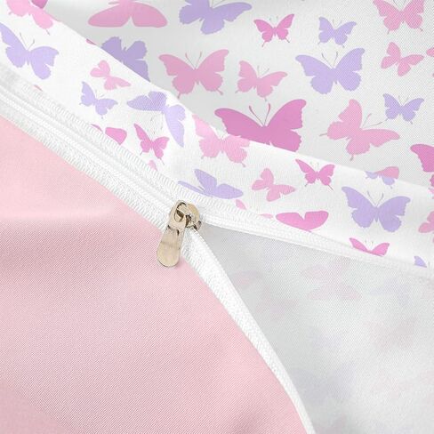 Erosebridal Butterfly Toddler Duvet Cover Colorful Butterfly Pattern Comforter Cover Boho Aesthetics Animals Bedding Set Purple Pink Butterflies Quilt Cover for Kids in Kuwait