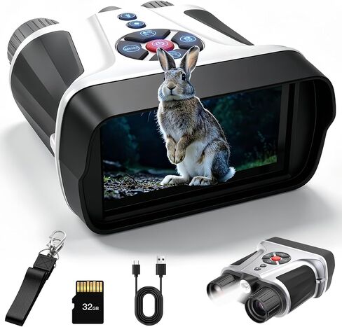 4K Night Vision Goggles, Full Color Infrared Night Vision Binoculars with 4.5" HD Screen, 1968FT Range, 9000mAh Battery, 32GB SD Card for Hunting Camping Wildlife Observation-Gifts for Men Dad Husband in Kuwait