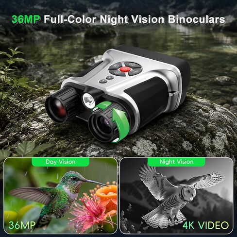 4K Night Vision Goggles, Full Color Infrared Night Vision Binoculars with 4.5" HD Screen, 1968FT Range, 9000mAh Battery, 32GB SD Card for Hunting Camping Wildlife Observation-Gifts for Men Dad Husband in Kuwait