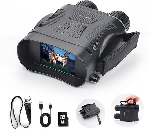 Night Vision Goggles - 4K Night Vision Binoculars for Adults mit 32GB TFT Card 2700FT IR/2000mAh, 2.8'' HD Screen, 7 Gear Infrared and 10X Digital Zoom for Outdoor Enthusiasts and Animal Watchers in Kuwait