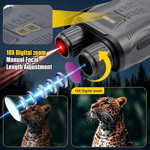 Night Vision Goggles - 4K Night Vision Binoculars for Adults mit 32GB TFT Card 2700FT IR/2000mAh, 2.8'' HD Screen, 7 Gear Infrared and 10X Digital Zoom for Outdoor Enthusiasts and Animal Watchers in Kuwait