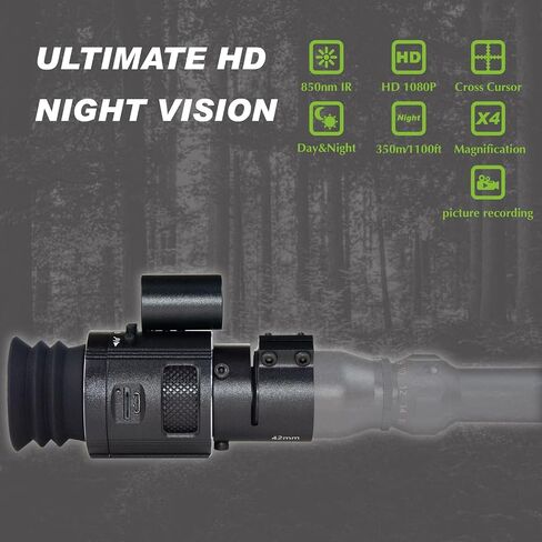 Digital Night Vision monocular Telescope，Day & Night Vision Rifle Scope. with 850nm IR 4X Digital Zoom.Easy to Mount on Various scopes, or can be Used independently. in Kuwait
