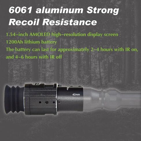 Digital Night Vision monocular Telescope，Day & Night Vision Rifle Scope. with 850nm IR 4X Digital Zoom.Easy to Mount on Various scopes, or can be Used independently. in Kuwait