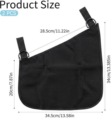 2 PCS Universal Stroller Side Sling Bag, Portable Stroller Side Bag, Adjustable Strollers Cargo Net for Pram, Pushchair, Car Seat, Black in Kuwait
