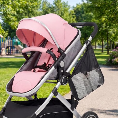 2 PCS Universal Stroller Side Sling Bag, Portable Stroller Side Bag, Adjustable Strollers Cargo Net for Pram, Pushchair, Car Seat, Black in Kuwait
