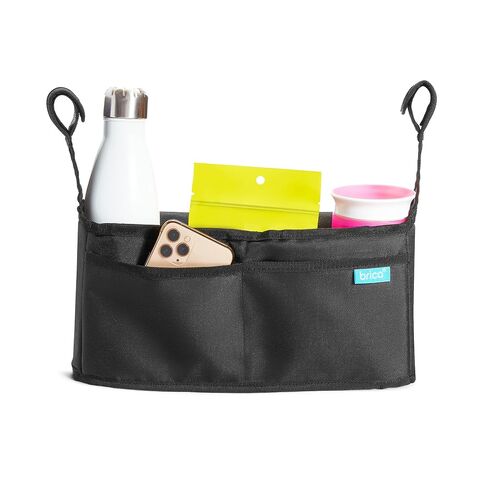 Munchkin Stroller Organizer with Cup Holders and Wet Wipes Case - Travel Storage Bag for Baby and Mom Essentials, Universal Fit, Fits UPPAbaby, Evenflo, BabyTrend and more, Black in Kuwait