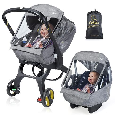 Car Seat Rain Cover, Universal Baby Travel Weather Shield, Light Gray | Compatible with Doona Infant Car Seat Stroller, Breathable Side Ventilation, Easy Access, Protect from Rain, Snow, Wind, Dust in Kuwait