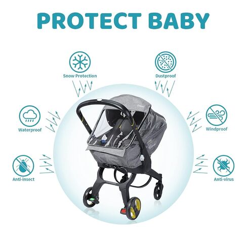Car Seat Rain Cover, Universal Baby Travel Weather Shield, Light Gray | Compatible with Doona Infant Car Seat Stroller, Breathable Side Ventilation, Easy Access, Protect from Rain, Snow, Wind, Dust in Kuwait