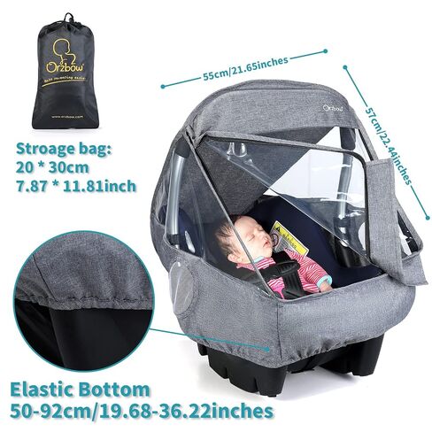 Car Seat Rain Cover, Universal Baby Travel Weather Shield, Light Gray | Compatible with Doona Infant Car Seat Stroller, Breathable Side Ventilation, Easy Access, Protect from Rain, Snow, Wind, Dust in Kuwait