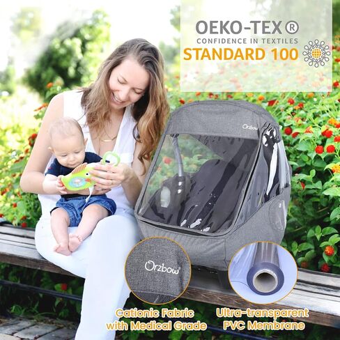 Car Seat Rain Cover, Universal Baby Travel Weather Shield, Light Gray | Compatible with Doona Infant Car Seat Stroller, Breathable Side Ventilation, Easy Access, Protect from Rain, Snow, Wind, Dust in Kuwait