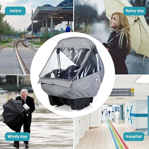 Car Seat Rain Cover, Universal Baby Travel Weather Shield, Light Gray | Compatible with Doona Infant Car Seat Stroller, Breathable Side Ventilation, Easy Access, Protect from Rain, Snow, Wind, Dust in Kuwait