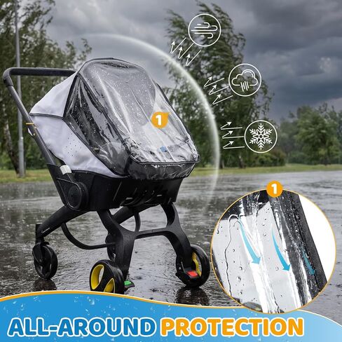 Car Seat Rain Cover Compatible with Doona Infant Car Seat Stroller, Clear | Breathable Side Ventilation, Easy Access, Waterproof Baby Travel Weather Shield, Protect Against Rain, Snow, Wind and Dust in Kuwait