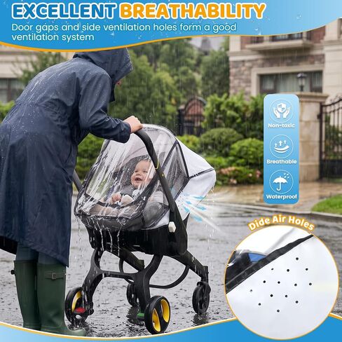 Car Seat Rain Cover Compatible with Doona Infant Car Seat Stroller, Clear | Breathable Side Ventilation, Easy Access, Waterproof Baby Travel Weather Shield, Protect Against Rain, Snow, Wind and Dust in Kuwait