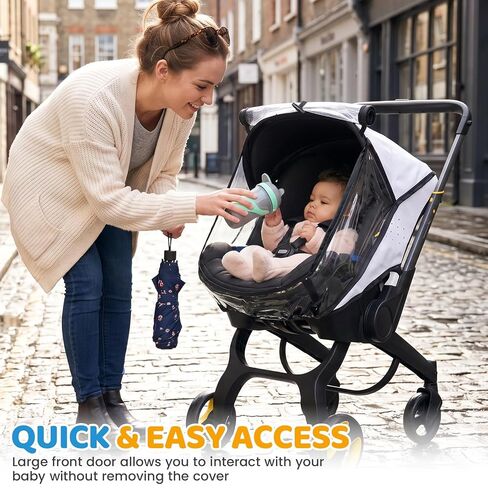 Car Seat Rain Cover Compatible with Doona Infant Car Seat Stroller, Clear | Breathable Side Ventilation, Easy Access, Waterproof Baby Travel Weather Shield, Protect Against Rain, Snow, Wind and Dust in Kuwait
