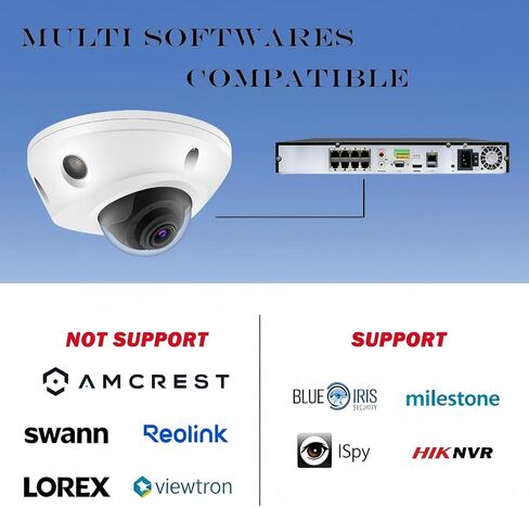 4K 8MP Mini Low Profile Dome PoE IP Camera Indoor 98 Feet IR Night Vision, 2.8mm Lens 105° Wide Angle, Waterproof IP67, H.265, Compatible with Uniview NVR in Kuwait