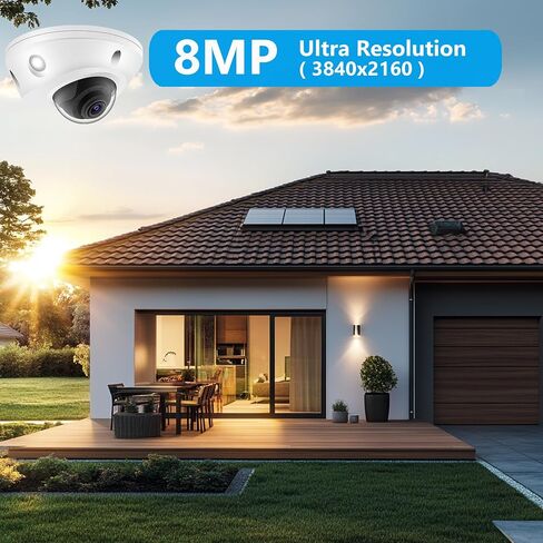 4K 8MP Mini Low Profile Dome PoE IP Camera Indoor 98 Feet IR Night Vision, 2.8mm Lens 105° Wide Angle, Waterproof IP67, H.265, Compatible with Uniview NVR in Kuwait