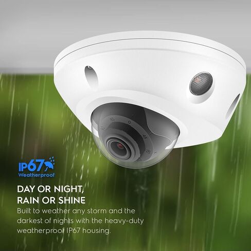 4K 8MP Mini Low Profile Dome PoE IP Camera Indoor 98 Feet IR Night Vision, 2.8mm Lens 105° Wide Angle, Waterproof IP67, H.265, Compatible with Uniview NVR in Kuwait