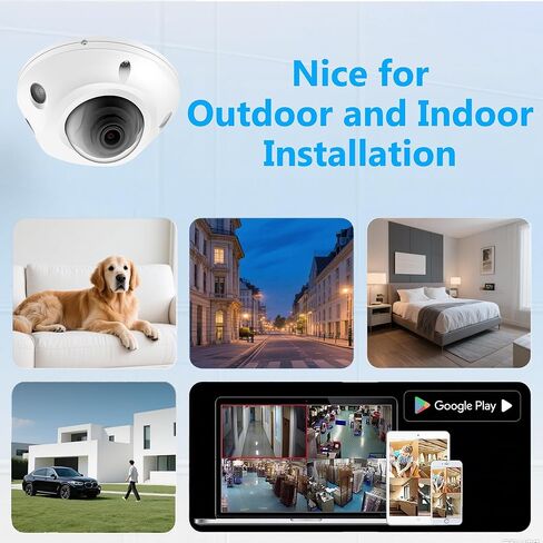 4K 8MP Mini Low Profile Dome PoE IP Camera Indoor 98 Feet IR Night Vision, 2.8mm Lens 105° Wide Angle, Waterproof IP67, H.265, Compatible with Uniview NVR in Kuwait
