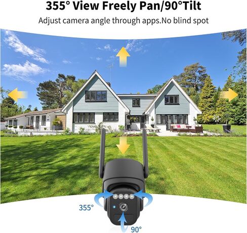 WY-LINK Solar Camera Outdoor Wireless, 360° Cameras for Home Security, Two-Way Talk, Auto Tracking, Light Alarm, Color Night Vision | 5200mAh battery with solar panel,IP65 weatherproof,color night vision,motion detection tracking,2.4G Wi-Fi only,pan/tilt in Kuwait
