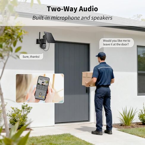 WY-LINK Solar Camera Outdoor Wireless, 360° Cameras for Home Security, Two-Way Talk, Auto Tracking, Light Alarm, Color Night Vision | 5200mAh battery with solar panel,IP65 weatherproof,color night vision,motion detection tracking,2.4G Wi-Fi only,pan/tilt in Kuwait