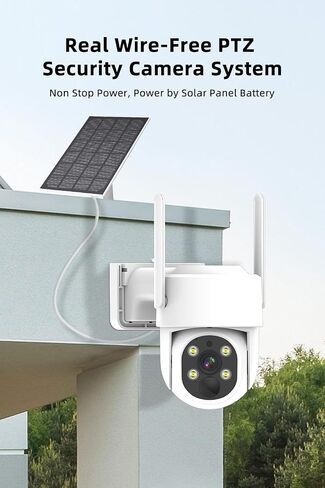 PTZ Security Cameras Wireless Outdoor Solar Powered, Pan Tilt 360 View 10 CH Ultra 4MP Home Security Camera System with 4 Cameras Human Detection Two Way Audio Color Night Vision 64G Storage in Kuwait