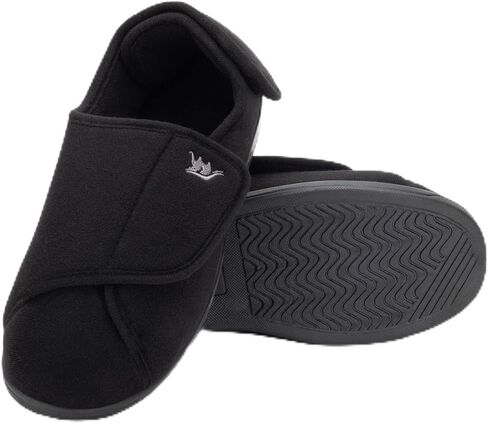 Diabetic Slippers Women, Lymphedema Shoes, Edema Shoes Swollen Feet, Indoor and Outdoor Hook and Loop, Non Slip House Shoes (Black, 9 WIDE) in Kuwait