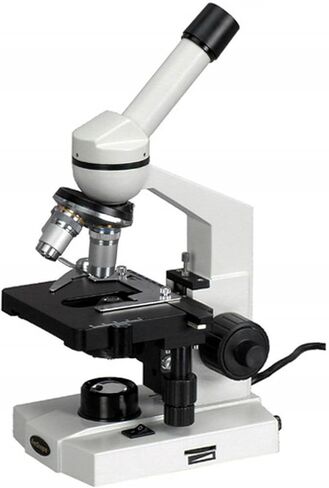 AmScope M600 Compound Monocular Microscope, WF10x Eyepiece, 40x-1000x Magnification, Brightfield, Tungsten Illumination, Abbe Condenser, Mechanical Stage, 110V | 40X-1000X Magnification Range Compound Biological Microscope Mechanical Stage Brightfield Ima in Kuwait