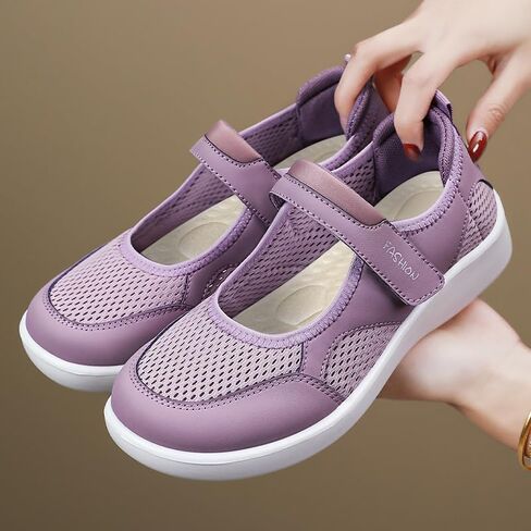 Women's Mesh Mary Jane Flats Breathable Walking Shoes Adjustable Strap Comfort Casual Sneakers in Kuwait