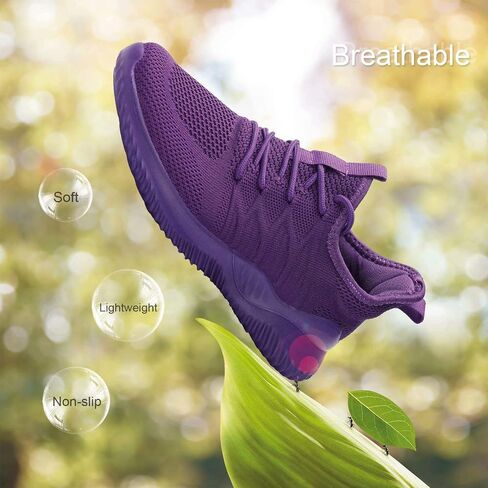 Womens Ladies Walking Running Shoes Slip On Lightweight Casual Tennis Sneakers Girls Kids Zapatos de Mujer Purple in Kuwait