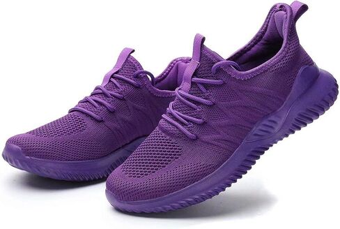 Womens Ladies Walking Running Shoes Slip On Lightweight Casual Tennis Sneakers Girls Kids Zapatos de Mujer Purple in Kuwait