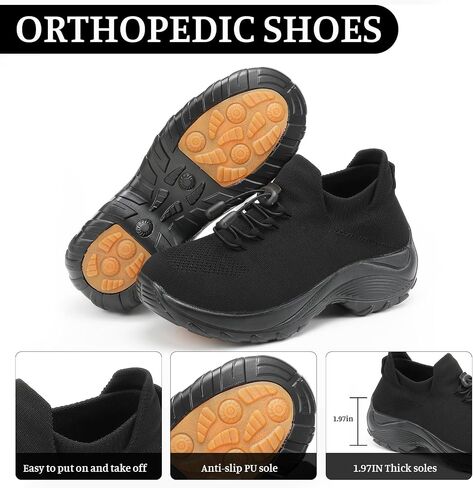 Comfort Wear Orthowear Shoes for Women Men, Unisex Orthopedic Shoes for Women Breathable Comfortable Plantar Fasciitis Ortho Sneakers Running Walking Non Slip Stretch Cushion Comfortwear Shoe in Kuwait