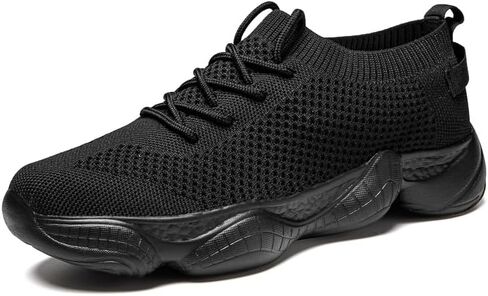 Women's Breathable Lightweight Walking Sneakers – Slip On Running Shoes for Sport, Casual Walking, and Fashion,Black,8.5 in Kuwait