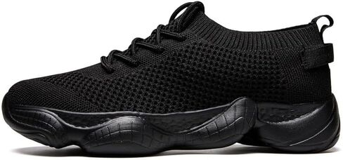 Women's Breathable Lightweight Walking Sneakers – Slip On Running Shoes for Sport, Casual Walking, and Fashion,Black,8.5 in Kuwait
