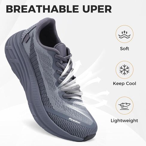 Kyedoo Women's Wide Toe Walking Shoes Running Tennis Sneakers, Grey, 10 | Wide Toe Box, Comfortable, Cushion, Non-Slip, Athletic Workout Cross Training Sports Fashion Shoes, Breathable, Casual in Kuwait