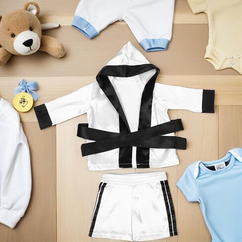 SOIMISS Baby Boxing Robe and Shorts Set Newborn Boxing Outfit for Boys and Girls Soft Photo Costume for Halloween Christmas Party Studio and Home Shoots Robe 21.22X18.27X0.20in in Kuwait