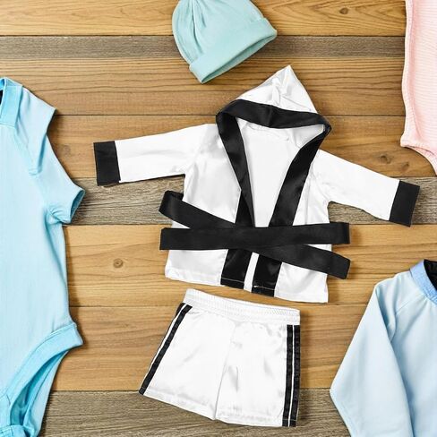 SOIMISS Baby Boxing Robe and Shorts Set Newborn Boxing Outfit for Boys and Girls Soft Photo Costume for Halloween Christmas Party Studio and Home Shoots Robe 21.22X18.27X0.20in in Kuwait
