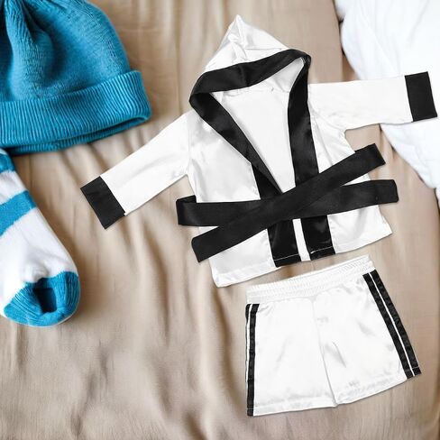 SOIMISS Baby Boxing Robe and Shorts Set Newborn Boxing Outfit for Boys and Girls Soft Photo Costume for Halloween Christmas Party Studio and Home Shoots Robe 21.22X18.27X0.20in in Kuwait