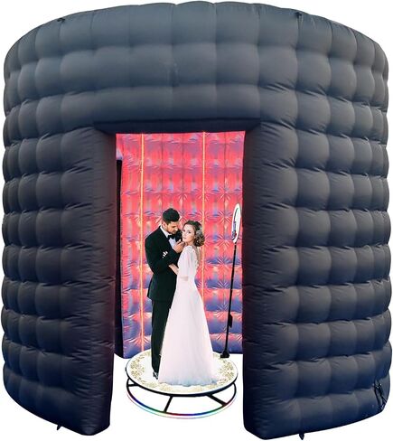 SAYOK 10ft Diameter Round Inflatable LED 360 Photo Booth Enclosure with LED Lights & Blower, 360 Photo Booth Backdrop for Wedding, Party, Birthday, Exhibition in Kuwait