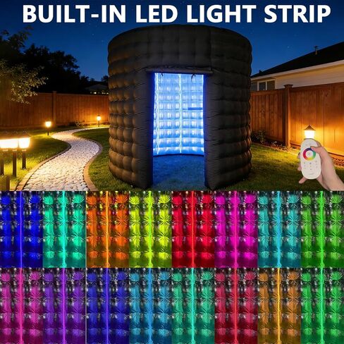 SAYOK 10ft Diameter Round Inflatable LED 360 Photo Booth Enclosure with LED Lights & Blower, 360 Photo Booth Backdrop for Wedding, Party, Birthday, Exhibition in Kuwait