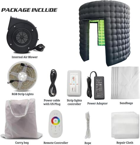 SAYOK 10ft Diameter Round Inflatable LED 360 Photo Booth Enclosure with LED Lights & Blower, 360 Photo Booth Backdrop for Wedding, Party, Birthday, Exhibition in Kuwait