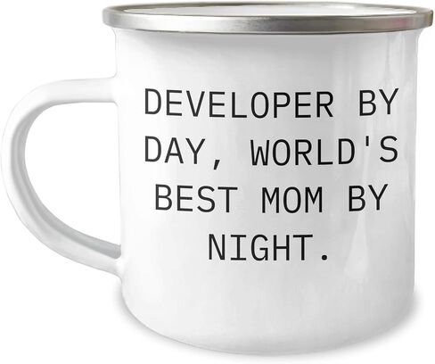 Developer By Day, World's Best Mom By Night. Stainless Steel Camping Mug for Birthday Unique Gifts from Mom to Developer in Kuwait
