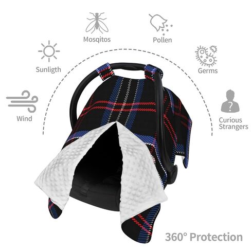 Scottish Plaid (2) Baby Car Seat Cover & Breastfeeding Nursing Cover - Breathable Stretch Fabric Multi-Use Nursing Cover for Breastfeeding in Kuwait