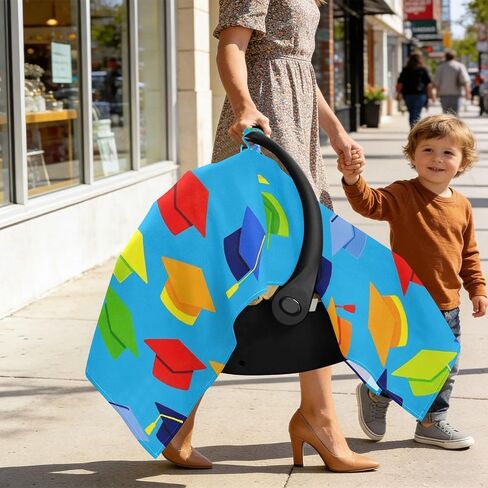 Sun Shade for Baby Strollers Fit Car Seat Sun Shade, Travel Accessories Cartoon Color Mortarboard Hat in Kuwait