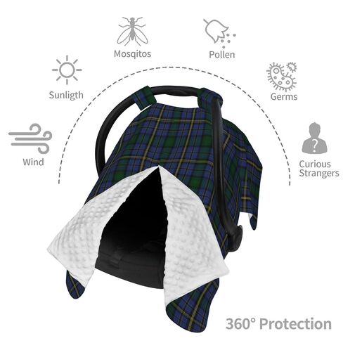Clan Hope Tartan Baby Car Seat Cover & Breastfeeding Nursing Cover - Breathable Stretch Fabric Multi-Use Nursing Cover for Breastfeeding in Kuwait