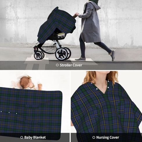 Clan Hope Tartan Baby Car Seat Cover & Breastfeeding Nursing Cover - Breathable Stretch Fabric Multi-Use Nursing Cover for Breastfeeding in Kuwait