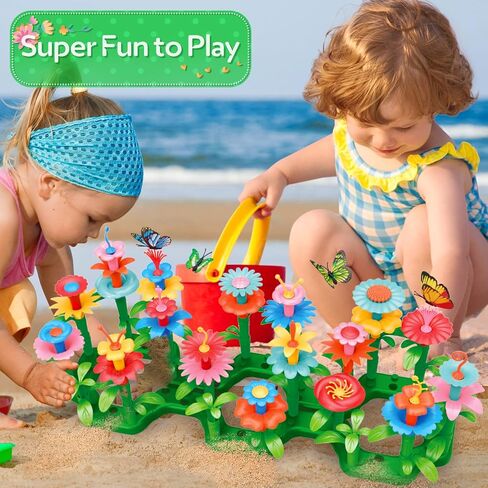 YEEBAY Flower Garden Building Toys for Girls Age 3, 4, 5, 6, 7 Year Old - STEM Gardening Toys for Kids - Stacking Game for Toddlers Play Set - Educational Activity for Preschool (148 PCS) | Flower Stacking Toy with Washable Pieces, Portable Box and Gift P in Kuwait