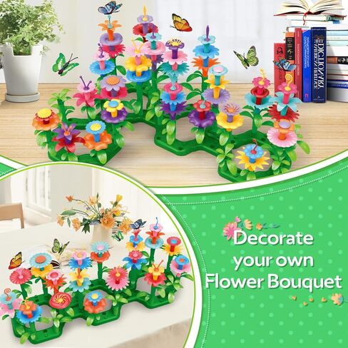 YEEBAY Flower Garden Building Toys for Girls Age 3, 4, 5, 6, 7 Year Old - STEM Gardening Toys for Kids - Stacking Game for Toddlers Play Set - Educational Activity for Preschool (148 PCS) | Flower Stacking Toy with Washable Pieces, Portable Box and Gift P in Kuwait